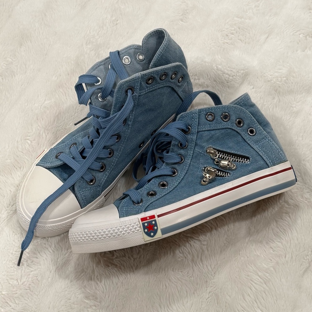 Stylish Denim Blue High-Top Sneakers